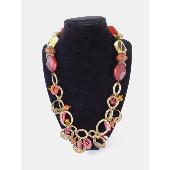 Coldwater Creek Statement Necklace Multi Strand Beaded Mixed Media Boho Gift Jew - Picture 6 of 7